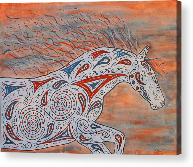 Horse Acrylic Print featuring the painting Paisley Spirit by Susie WEBER