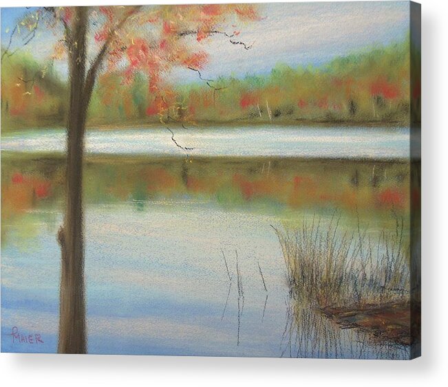Lakescape Acrylic Print featuring the painting Pastel Lake by Pete Maier