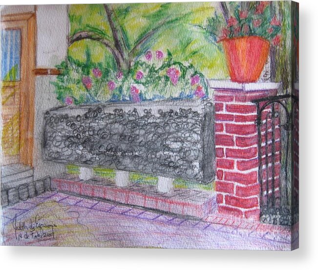Patio Acrylic Print featuring the painting Patio by Judith Espinoza