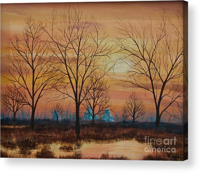 Potomac River Acrylic Print featuring the painting Patomac River Sunset by AnnaJo Vahle
