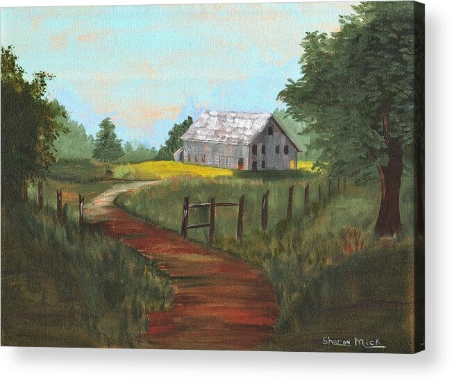 Barn Acrylic Print featuring the painting Peace In the Valley by Sharon Mick