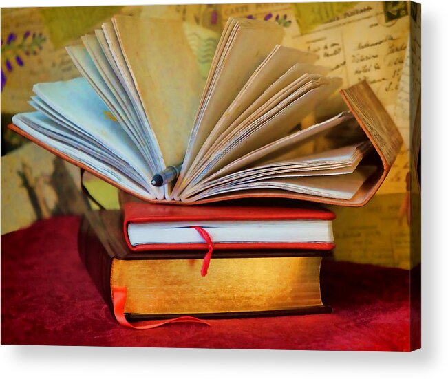 Books Acrylic Print featuring the photograph Pen to Paper by Pamela Walton