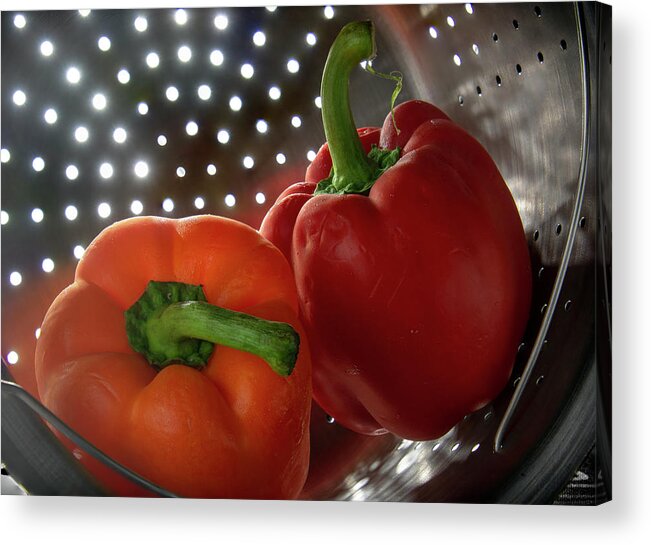 Pepper Acrylic Print featuring the photograph Peppers by Karen Smale