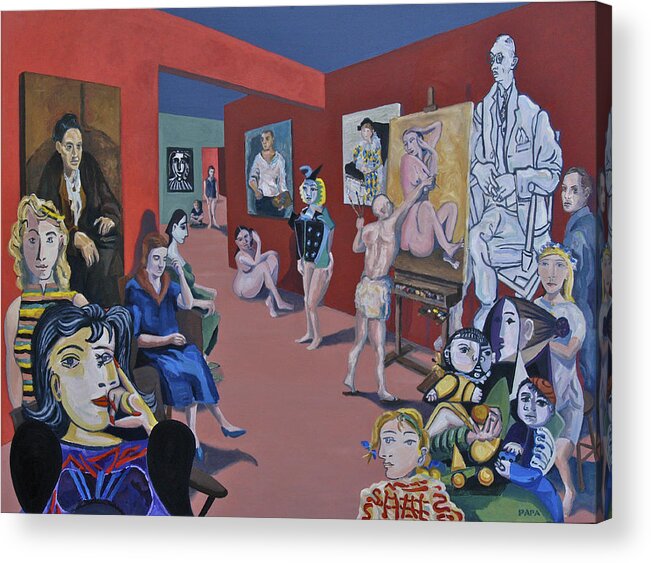 Picasso Acrylic Print featuring the painting Picasso and Picassos by Ralph Papa