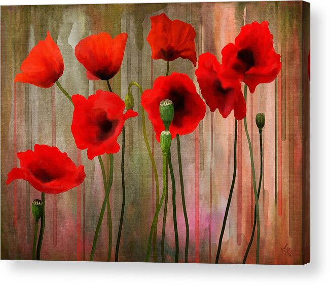 Poppies Acrylic Print featuring the painting Poppies by Ivana Westin