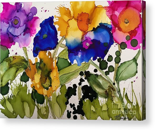 Flowers Acrylic Print featuring the painting Poppy Party by Marcia Breznay