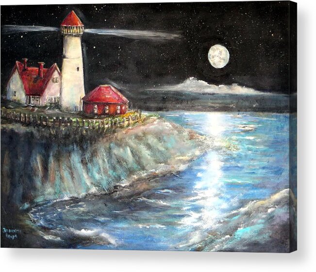 Portland Maine Acrylic Print featuring the painting Portland Maine Twilight by Bernadette Krupa