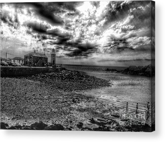 Portpatrick Acrylic Print featuring the photograph Portpatrick in Monochrome by Joan-Violet Stretch