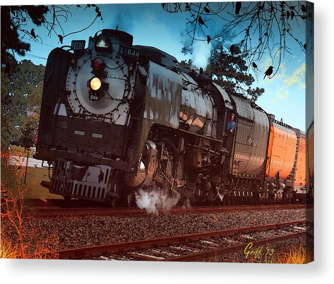 Trains Acrylic Print featuring the digital art Pounding UP the Texas Grade by J Griff Griffin