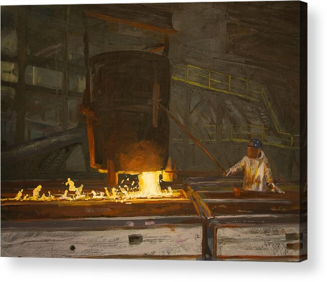 Industry Acrylic Print featuring the painting Pouring by Martha Ressler