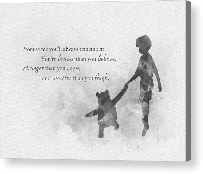 Disney Acrylic Print featuring the mixed media Promise me you'll always Remember black and white by My Inspiration