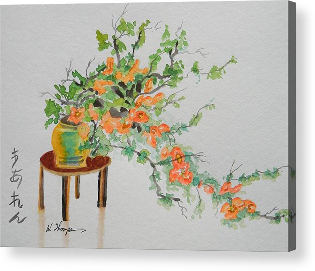 Quince Acrylic Print featuring the painting Quince Bonsai by Warren Thompson