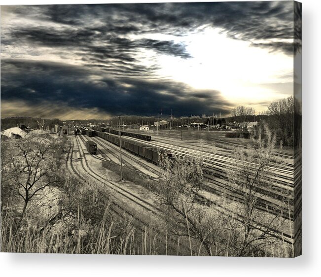 Train Acrylic Print featuring the photograph Rail Yard 4 by Scott Hovind