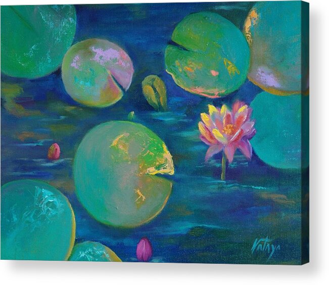 Lotus Flower Acrylic Print featuring the painting Rainbow Tribe by Nataya Crow