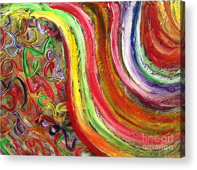 Rainbows Acrylic Print featuring the painting Rainbows and puzzels by Sarahleah Hankes