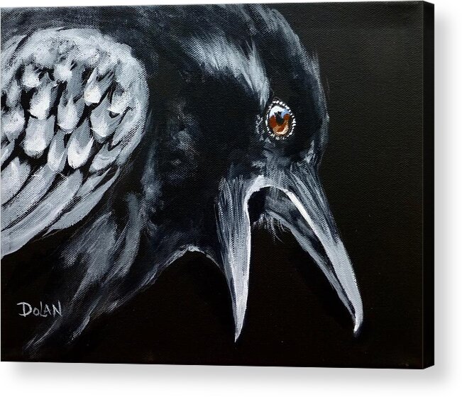Acrylic Painting Acrylic Print featuring the painting Raven Complaining by Pat Dolan