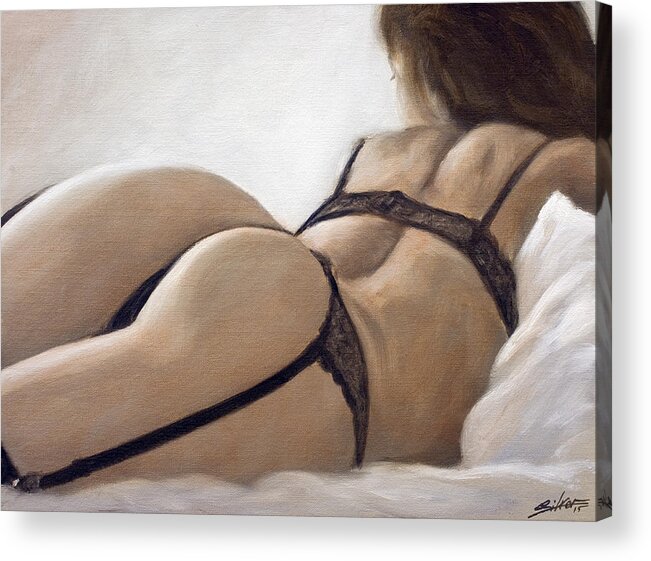 Sensual Acrylic Print featuring the painting Rear view III by John Silver
