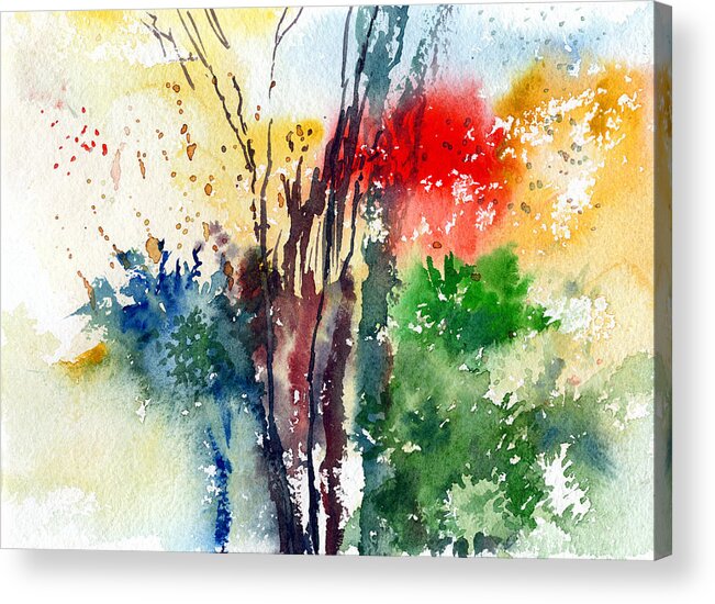 Watercolor Acrylic Print featuring the painting Red And Green by Anil Nene