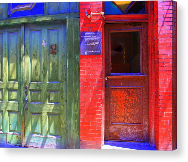 City Scene Acrylic Print featuring the photograph Red Doors of Boston 3 by Julie Lueders 