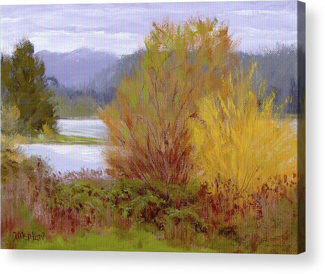 Water Acrylic Print featuring the painting Reservoir Spring by Karen Ilari