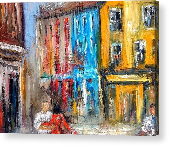 Galway City Acrylic Print featuring the painting paintings of galway ireland Romance in Galway by Mary Cahalan Lee - aka PIXI