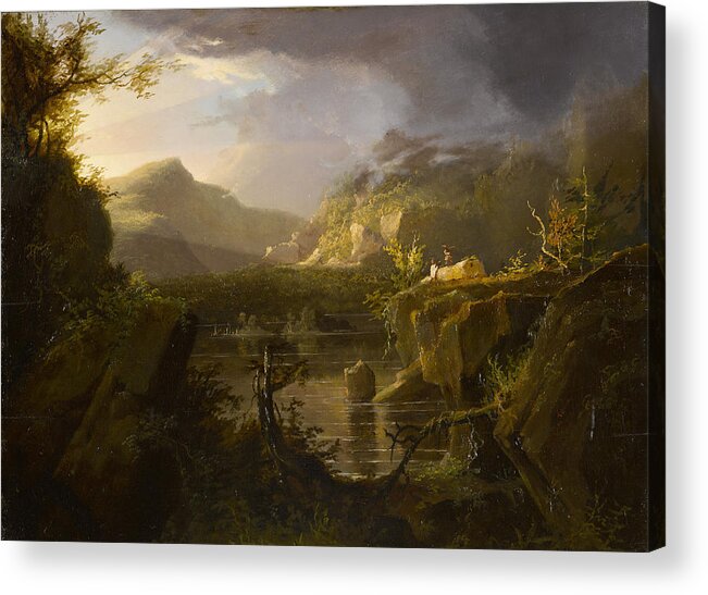 Thomas Cole Acrylic Print featuring the painting Romantic Landscape by MotionAge Designs