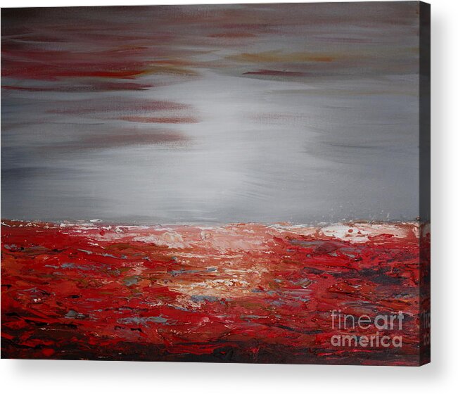 Red Acrylic Print featuring the painting Romantic sea by Preethi Mathialagan