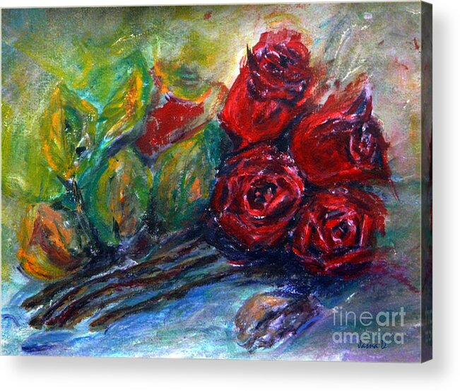 Roses Acrylic Print featuring the painting Roses by Jasna Dragun