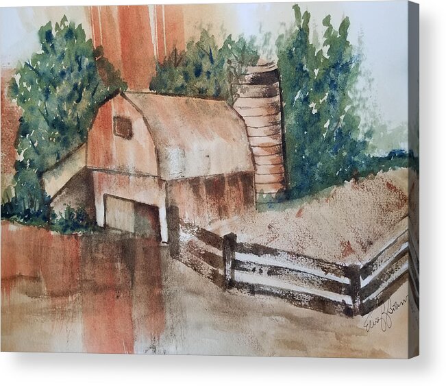 Barn Acrylic Print featuring the painting Rusty Barn by Elise Boam