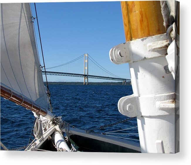 Sailing Acrylic Print featuring the photograph Sailing to the Mackinac Bridge by Keith Stokes