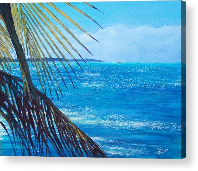 Seascape Acrylic Print featuring the painting Salinas Seascape by Tony Rodriguez