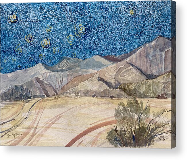 Mountains Acrylic Print featuring the painting Sandy Track by Vaughan Davies