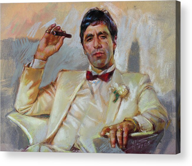 Scarface Acrylic Print featuring the pastel Scarface by Ylli Haruni