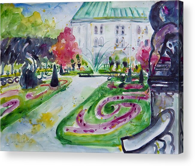 Salzburg Acrylic Print featuring the painting Schloss Mirabell by Ingrid Dohm