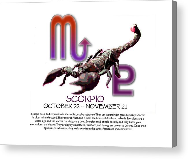 Scorpio Acrylic Print featuring the digital art Scorpio Sun Sign by Shelley Overton