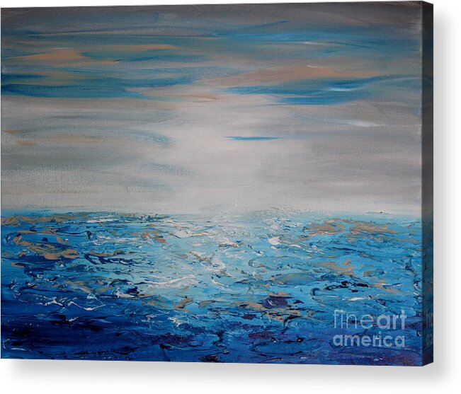 Blue Acrylic Print featuring the painting Sea Blue by Preethi Mathialagan