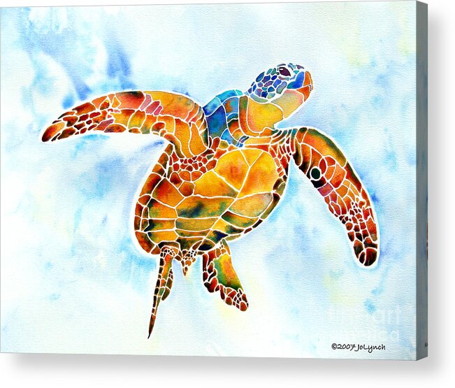 Sea Turtle Acrylic Print featuring the painting Sea Turtle Gentle Giant by Jo Lynch