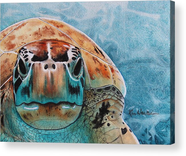 Turquoise Acrylic Print featuring the painting Sea Worthy Watercolor by Kimberly Walker