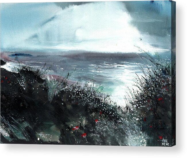 Nature Acrylic Print featuring the painting Seaface by Anil Nene
