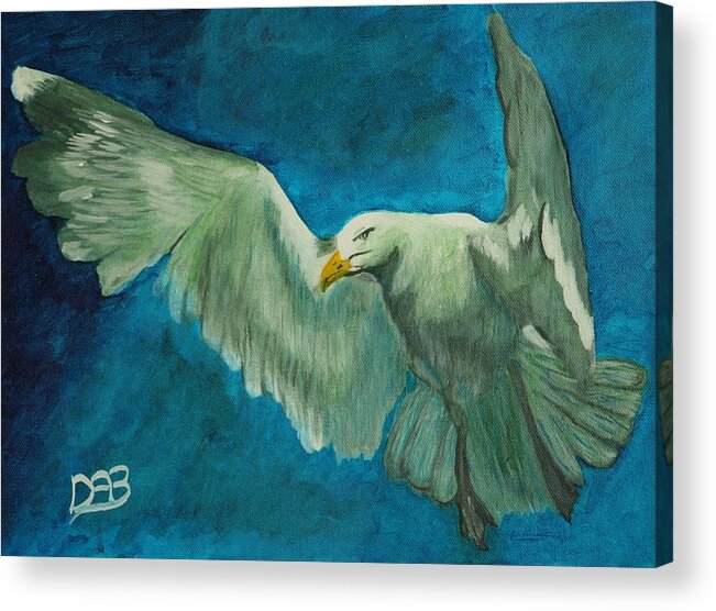 Bird Acrylic Print featuring the painting SeaGull by David Bigelow