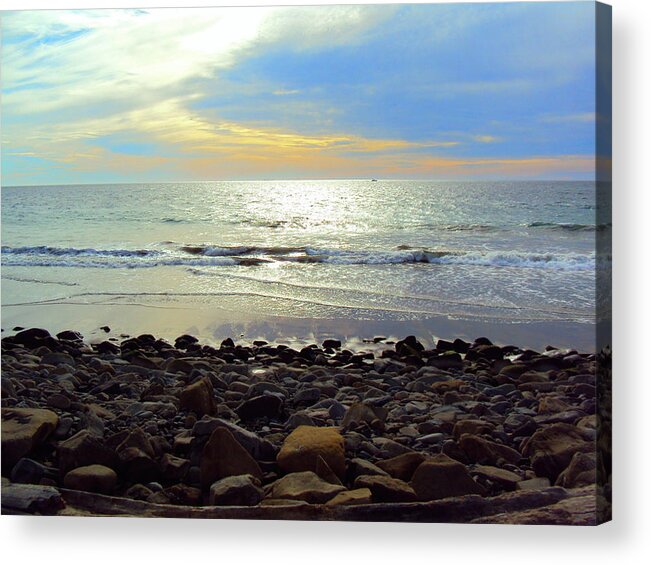 Sea Acrylic Print featuring the photograph Seascape in Thirds by Nadalyn Larsen