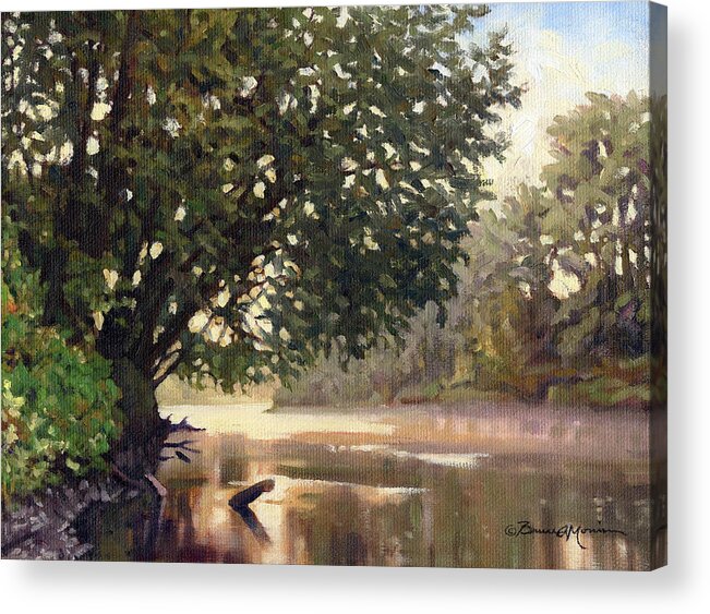 River Painting Acrylic Print featuring the painting September Dawn Little Sioux River - Plein Air by Bruce Morrison