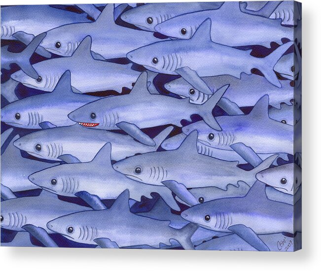 Shark Acrylic Print featuring the painting Sharks by Catherine G McElroy