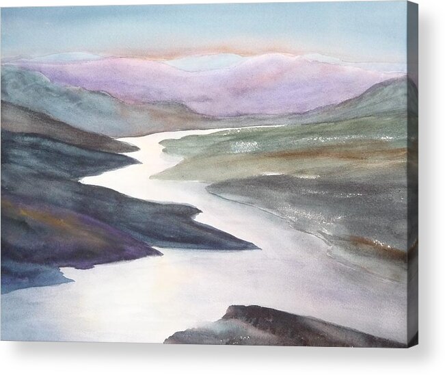 River Acrylic Print featuring the painting Silver Stream by Ruth Kamenev