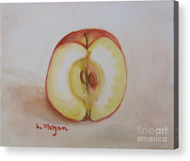 Apple Acrylic Print featuring the painting Sliced Apple by Laurie Morgan