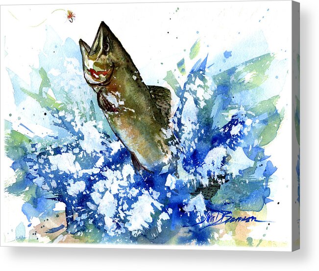 Bass Acrylic Print featuring the painting Smallmouth Bass by John D Benson
