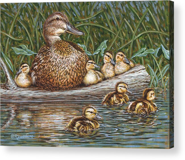 Waterfowl Acrylic Print featuring the painting Someone to Watch Over Me by Richard De Wolfe