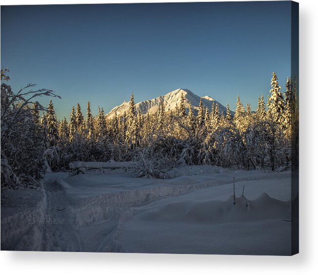 Snow Acrylic Print featuring the photograph Sourdough Peak by Fred Denner