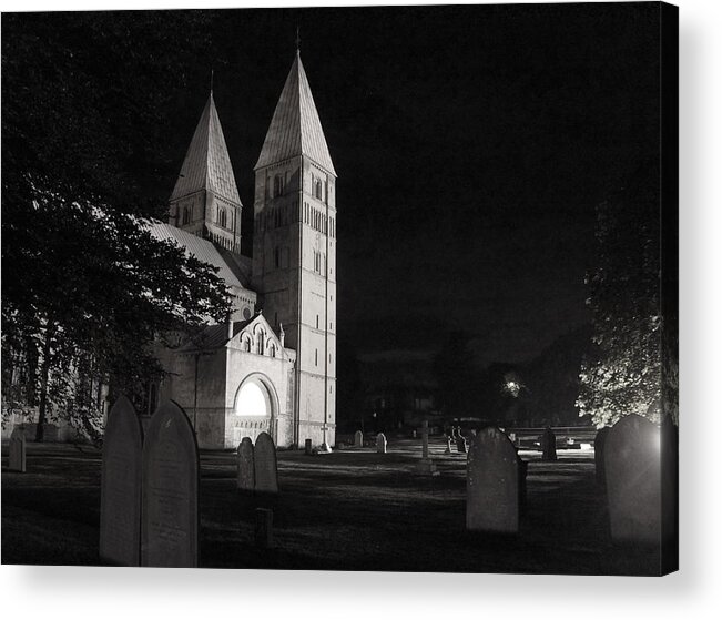Minster Acrylic Print featuring the photograph Southwell Minster. Night. by Elena Perelman
