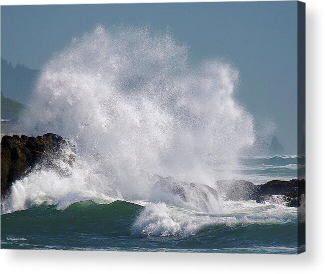 Splash Acrylic Print featuring the photograph Splash Oregon Coast by Scenic Edge Photography